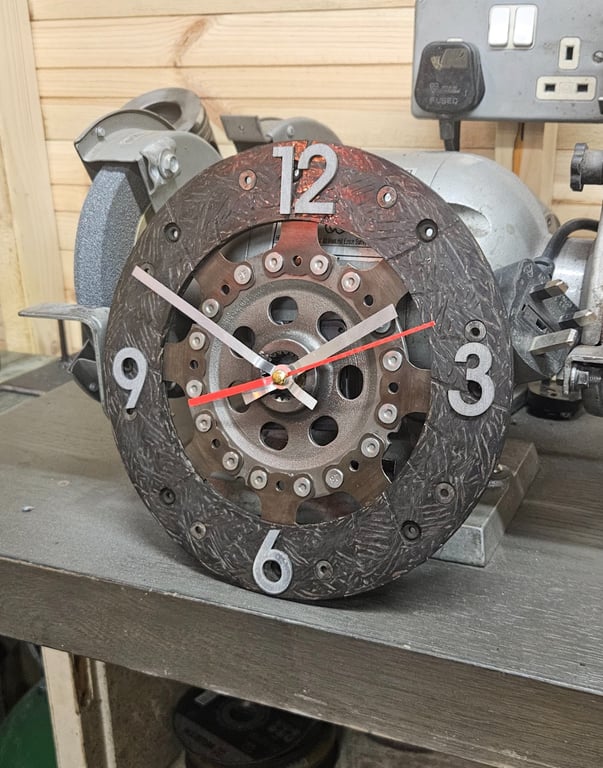 Handmade Clutch Plate Wall Clock - Recycled Automotive Clock - Mechanic Gift - G