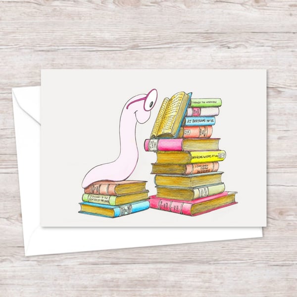 Bookworm Greeting Card: Book Lover Birthday Card (203)