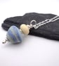 blue sea lampwork glass cone pendant necklace - Image 1