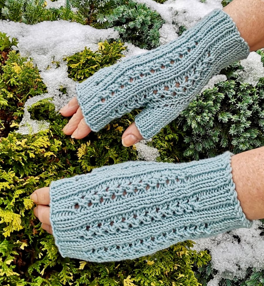 Merino Wool Fingerless Gloves, Wrist Warmers