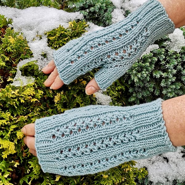 Merino Wool Fingerless Gloves, Wrist Warmers