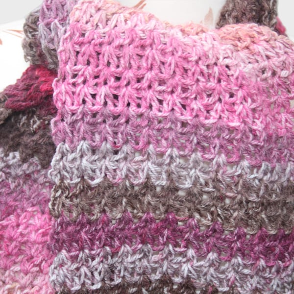 Pretty Variegated Crochet Scarf