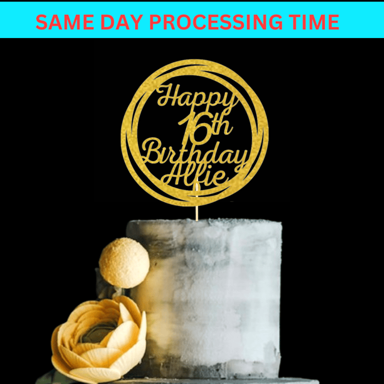 16th Birthday Cake Topper, Happy 16th Birthday Cake Topper, Custom Cake Topper