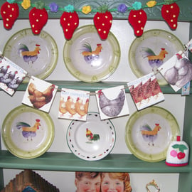 Handcut Wooden Bunting Emma Bridgewater Chickens Design Dresser Display Gift 