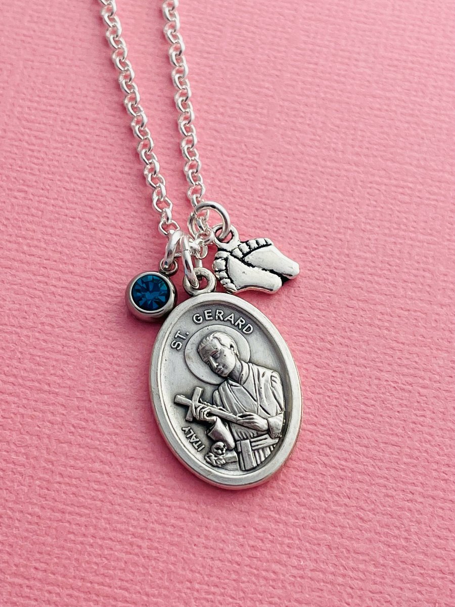 Saint Gerard Majella Holy Medal Charm Necklace, Patron Saint of Fertility