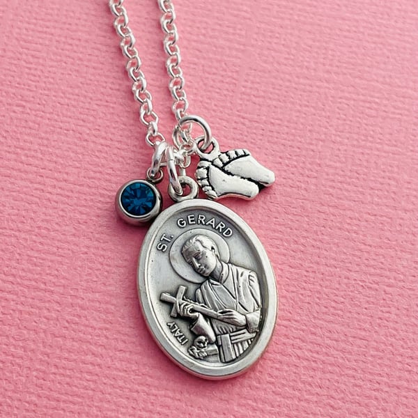 Saint Gerard Majella Holy Medal Charm Necklace, Patron Saint of Fertility
