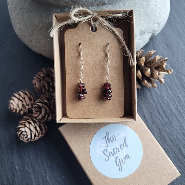 Garnet and Sterling Silver Earrings