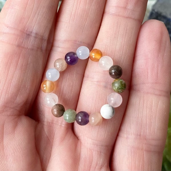 Tiny Gemstone Beaded Fertility Ring