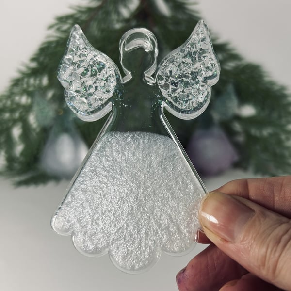Handmade Resin Angels with Drusy Wings – Christmas Hanging Decoration