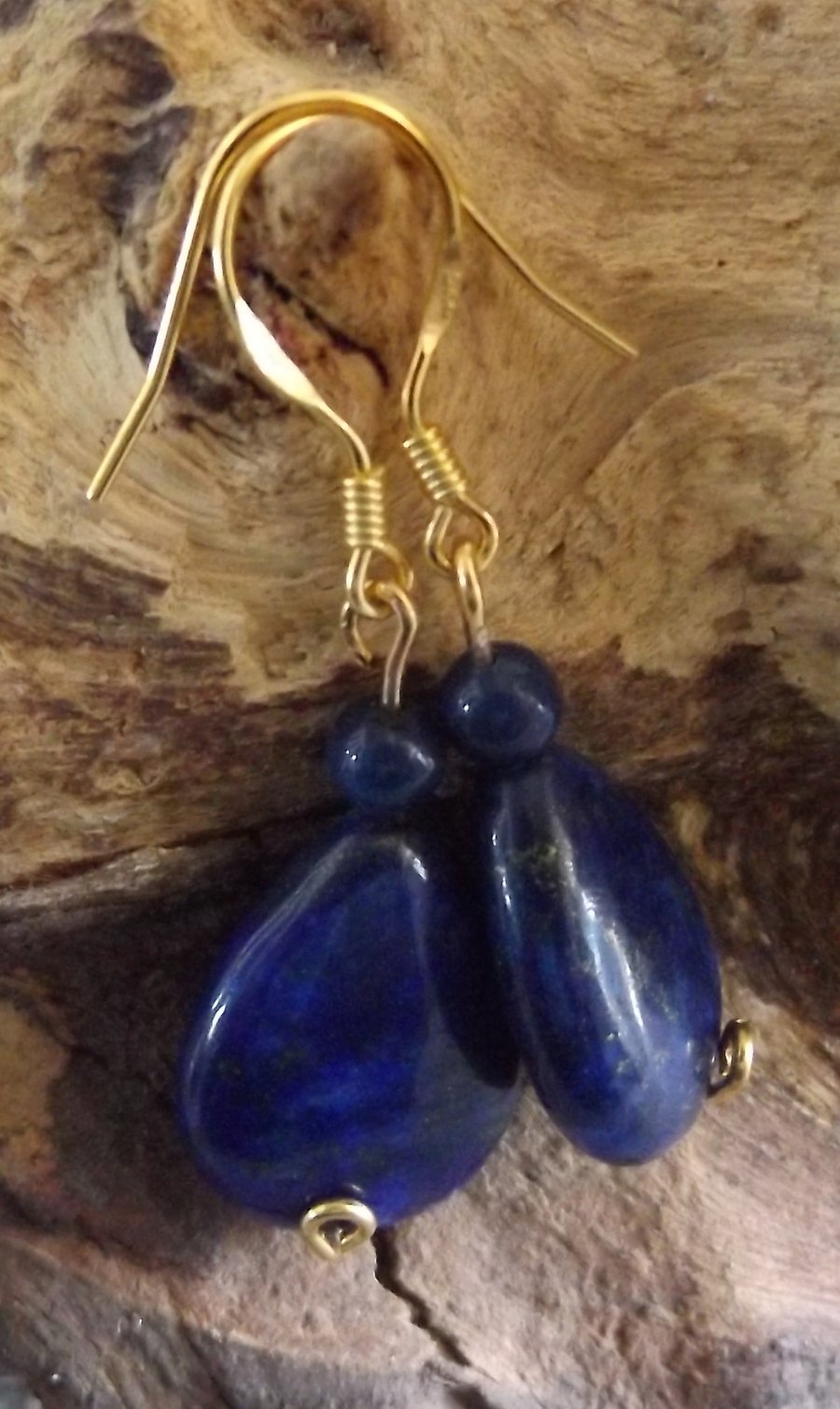 Lapis lazuli 1" drop pear shape earrings