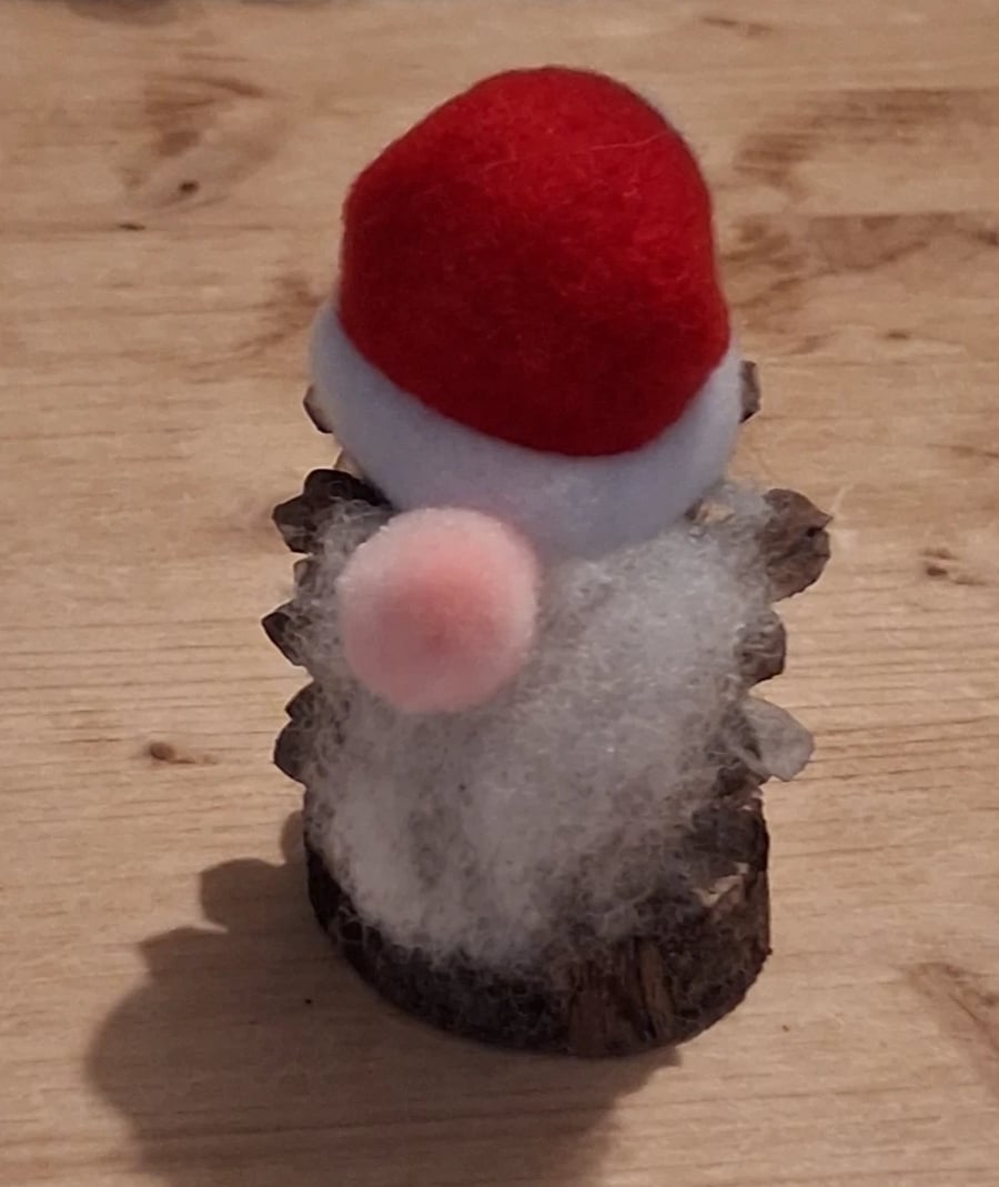Pine Cone Christmas Gonk decoration with pink Nose