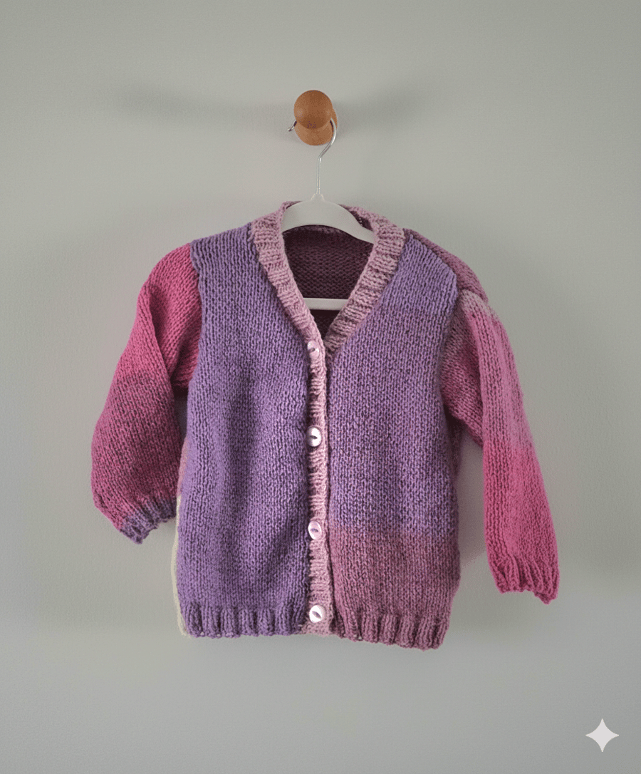 Hand knitted baby girl cardigan 12m to 2 years, 1st birthday gift ideas