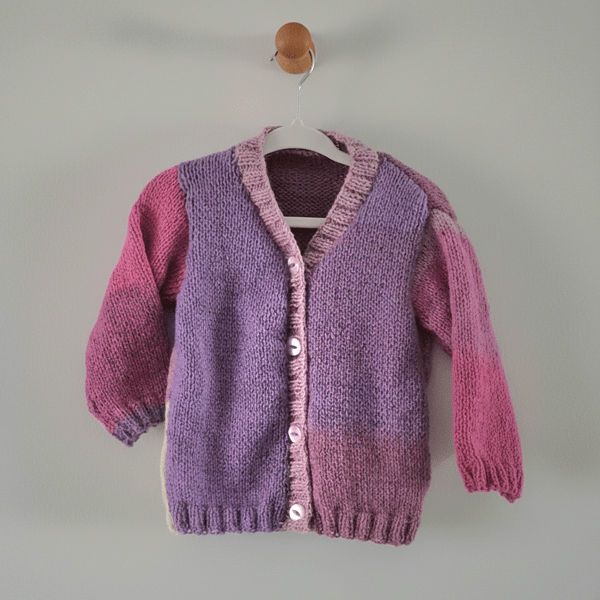 Hand knitted baby girl cardigan 12m to 2 years, 1st birthday gift ideas