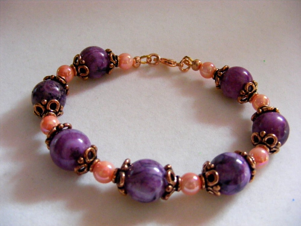 Purple Crazy Lace Agate Gemstone Bracelet