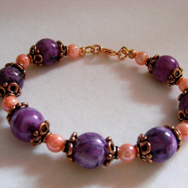 Purple Crazy Lace Agate Gemstone Bracelet