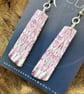 Patterned Pink and White Drop Earrings - Image 3