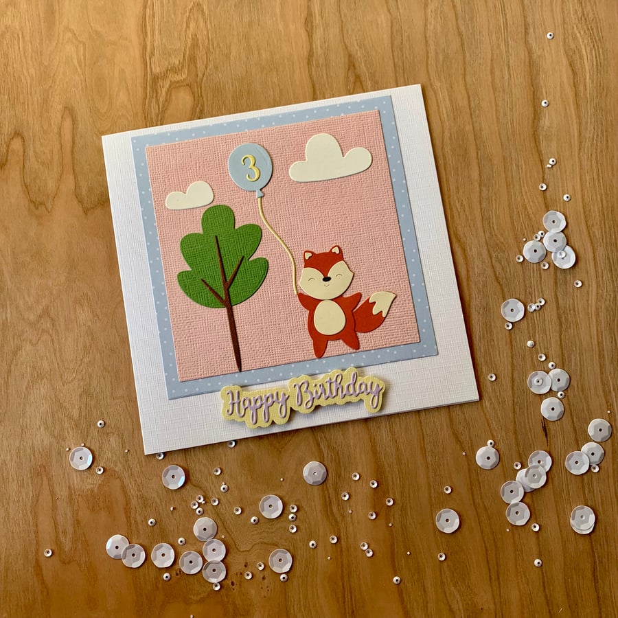Handmade 3 year old Birthday Card