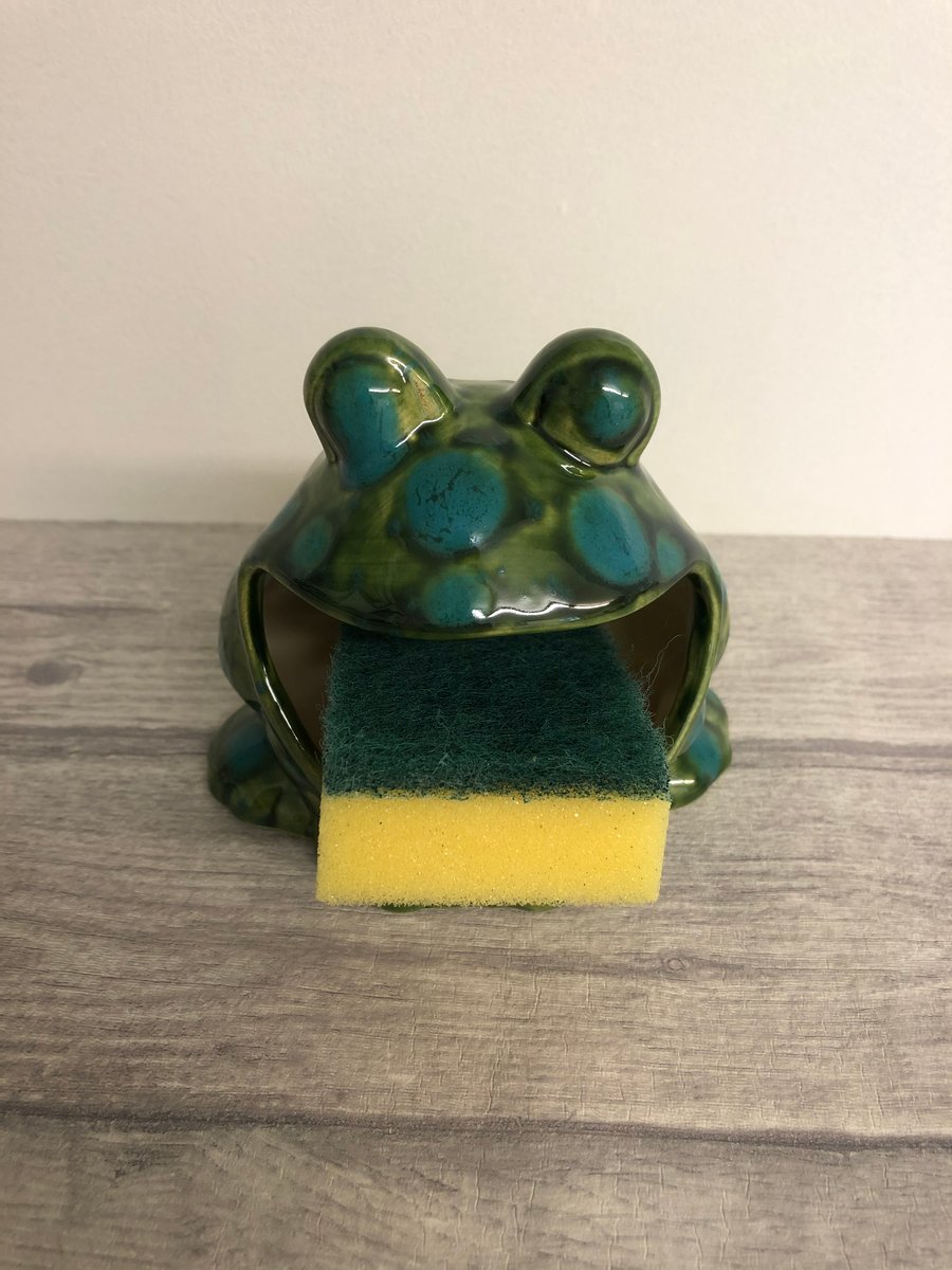 Frog sponge holder, kitchen decor, scrubby holder, soap holder housewarming gift