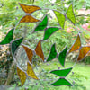 Large Butterfly Circle  Suncatcher - Handmade Hanging Decoration Green and Amber