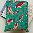 Koi Fish Print Quilted Fabric Book Sleeve - Hardback Size