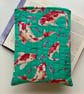 Koi Fish Print Quilted Fabric Book Sleeve - Hardback Size