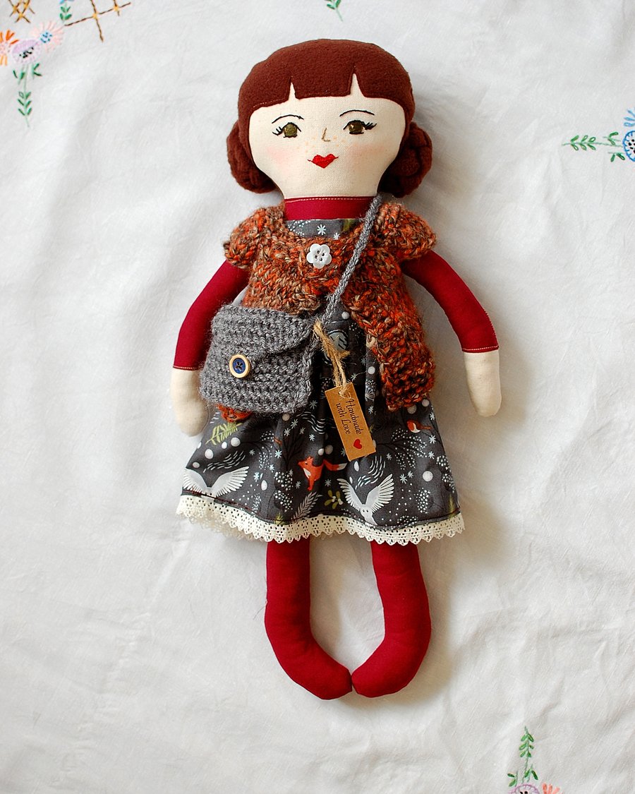 Handmade heirloom doll, Cloth doll, Rag doll, Soft doll ,Nursery Decor, Birthday