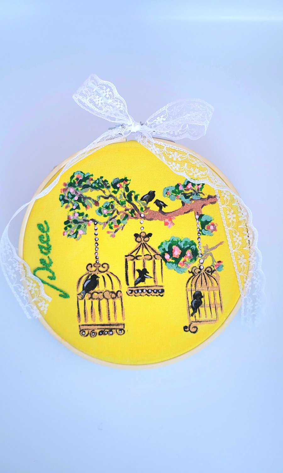 Hand Embrodery painted hoop