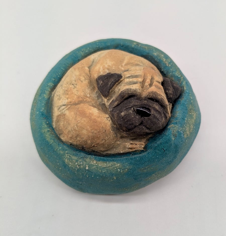 Yorkshire Pudding - Pug in Green Bed