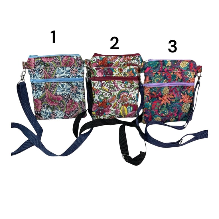 Liberty fabric slim phone shoulder bag with multi pockets, teenager messenger st