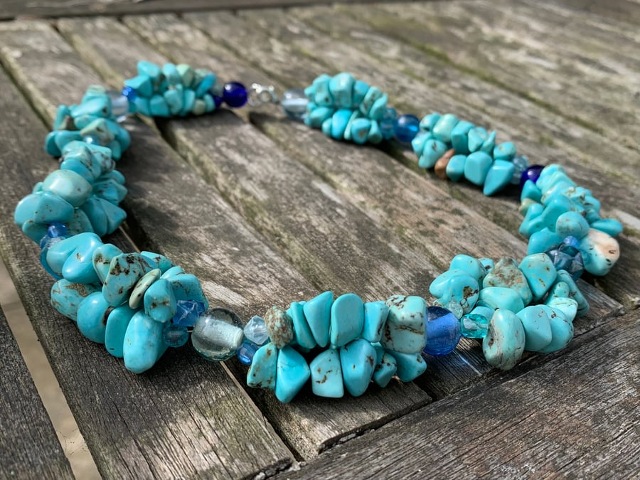 Chinese turquoise and glass necklace