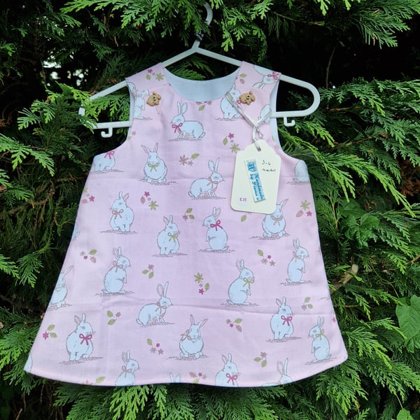 Age: 3-6m Pink Rabbits in Bows Dress 