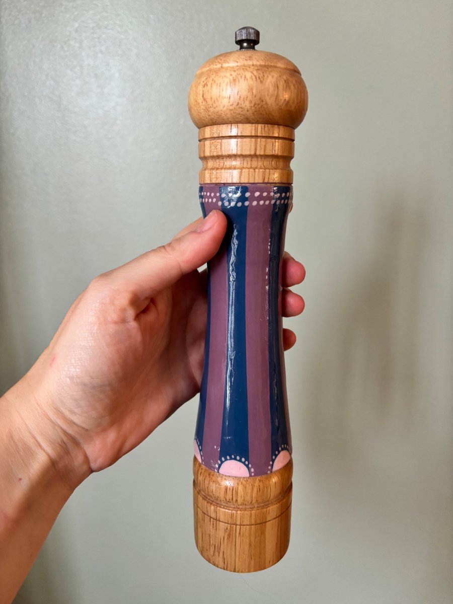 Hand painted salt or pepper mill, salt grinder 