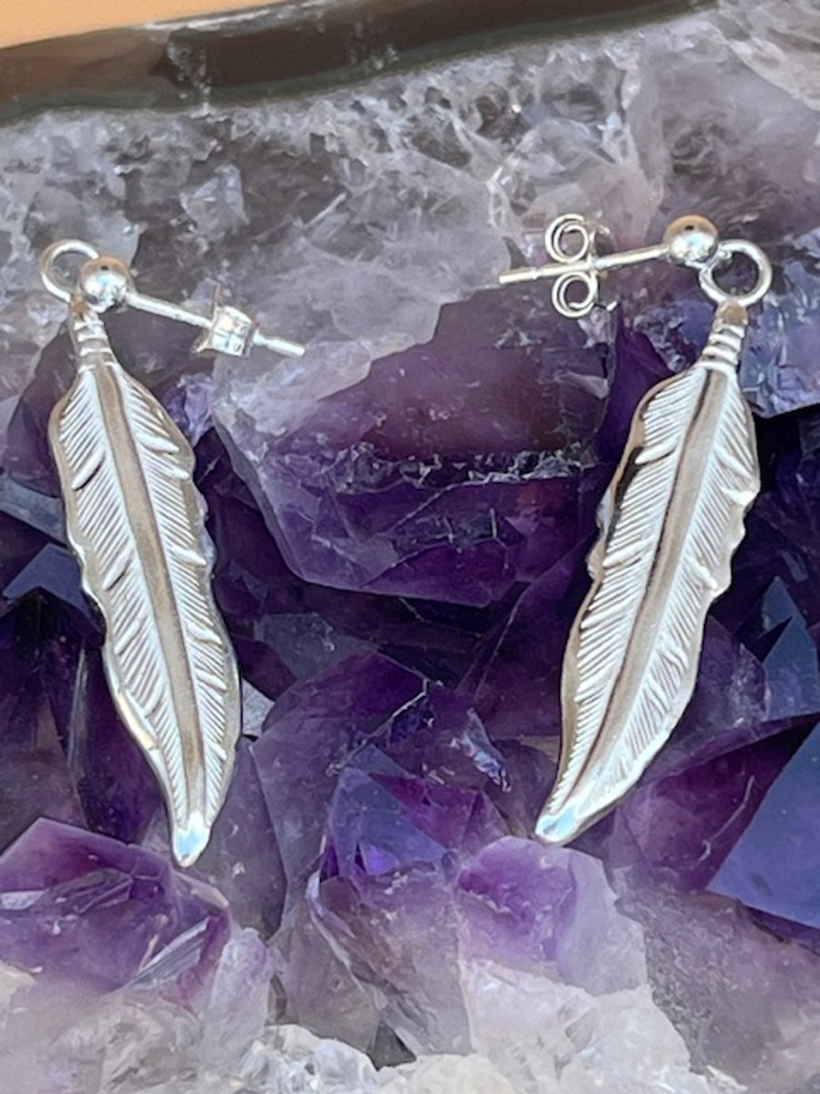 Silver Feather Earrings