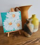 Mini art daisies on canvas with easel original art acrylic painting home decor