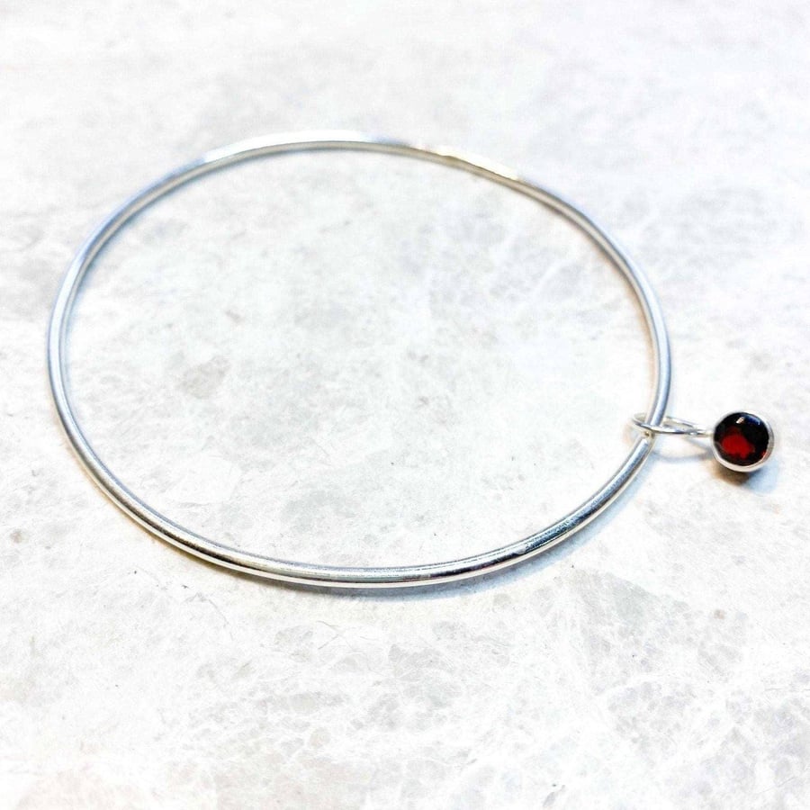 Garnet bangle - January birthstone - garnet bracelet - garnet jewelry - birthsto