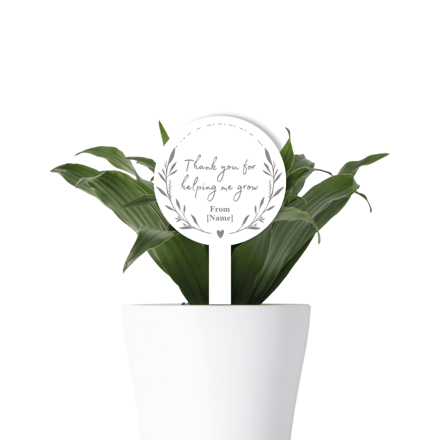 Thank You For Helping Me Grow Acrylic Tag Leaves Thoughtful Plant Teacher Gift