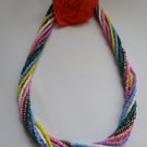 Gorgeous Multicolored Strand Beaded Skillful Elegant Necklace