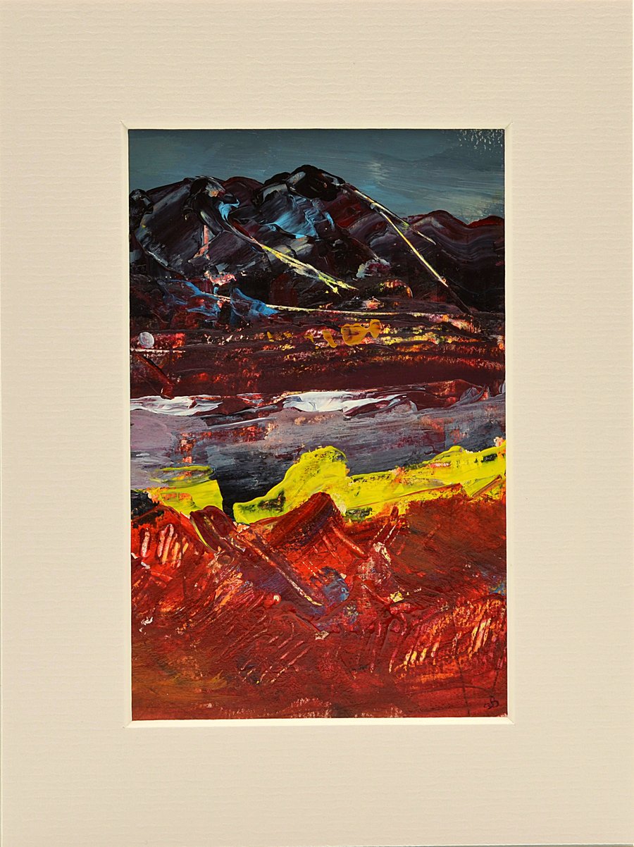 Original Abstract Painting of a Mountain Range (8x6 inches)