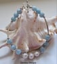 Aquamarine & Freshwater Pearl Designer Bracelet  - Image 3