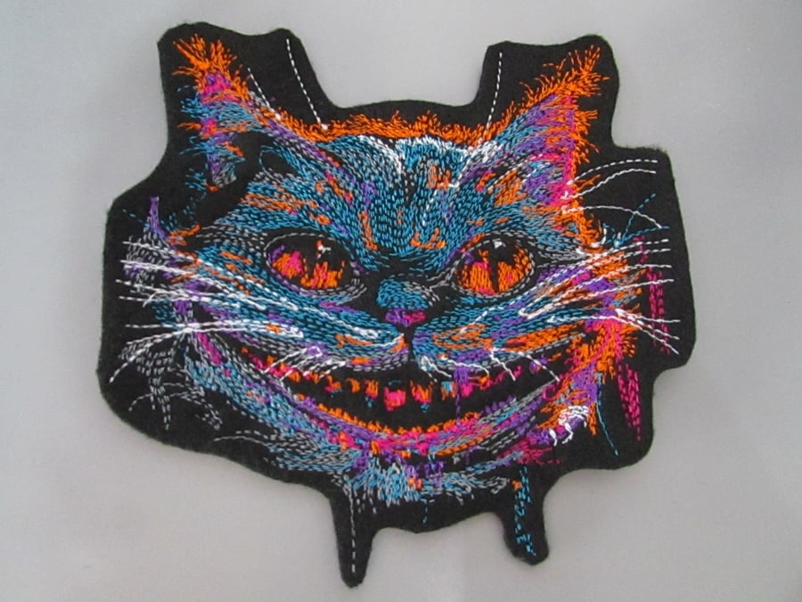 Embroidered Cheshire Cat Applique Patch