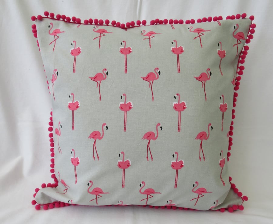 Flamingo themed Cushion Cover, Handmade from Sophie Allport Fabric