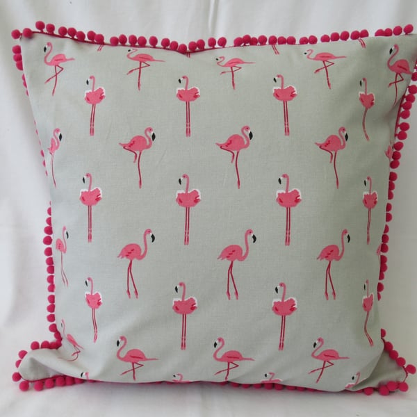 Flamingo themed Cushion Cover, Handmade from Sophie Allport Fabric