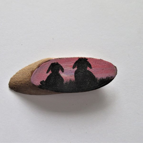 Dolls House Miniature Wooden Plaque Bunny Rabbit Picture Wood Slice
