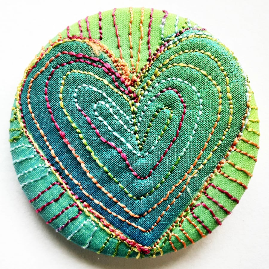 45mm Multicoloured Heart Textile Badge 