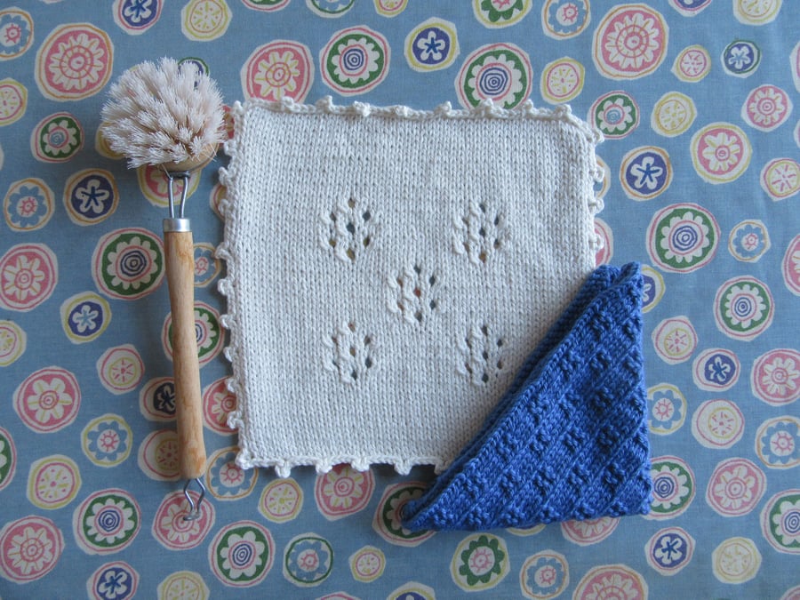 Eco dish cloths face cloths - cornish blue