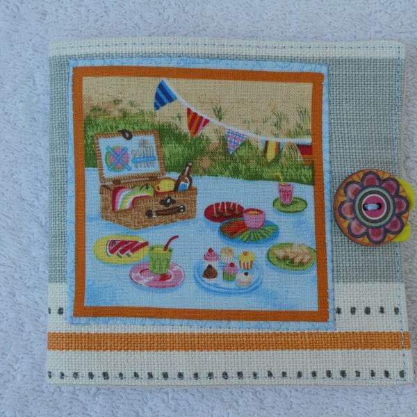 Sewing Needle Case with Picnic Scene and Bunting. 