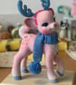 Pink Dior (Deer) - Needle Felted Vintage Style Deer Sculpture