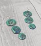 Lightweight Aluminium Tin 3-Tiered Hexagon Dangle Earrings, Green & Blue Tones