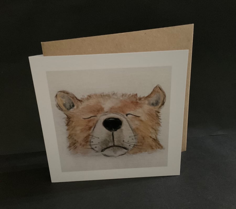 Cute Sleepy Bear blank  greeting card