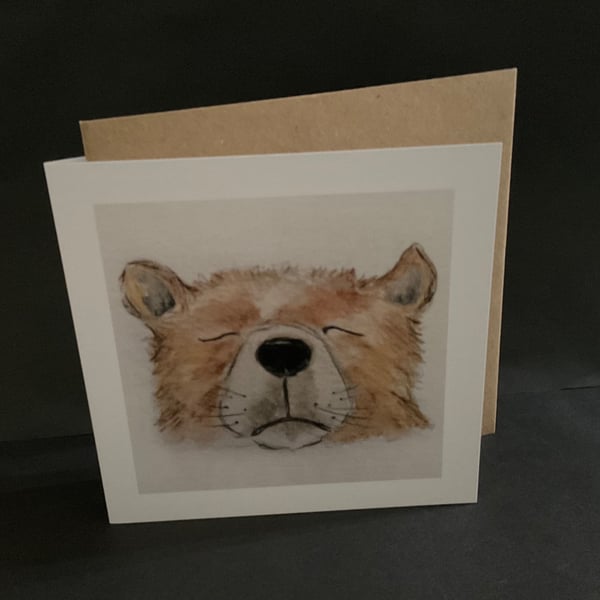 Cute Sleepy Bear blank  greeting card